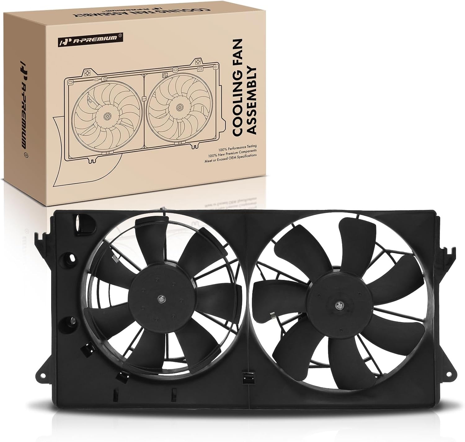 A-Premium Engine Radiator Cooling Fan Assembly Compatible with Select Toyota Models - Celica 2000-2005, MR2 Spyder 2000-2005 - Replace # 1636122050, 1636122060