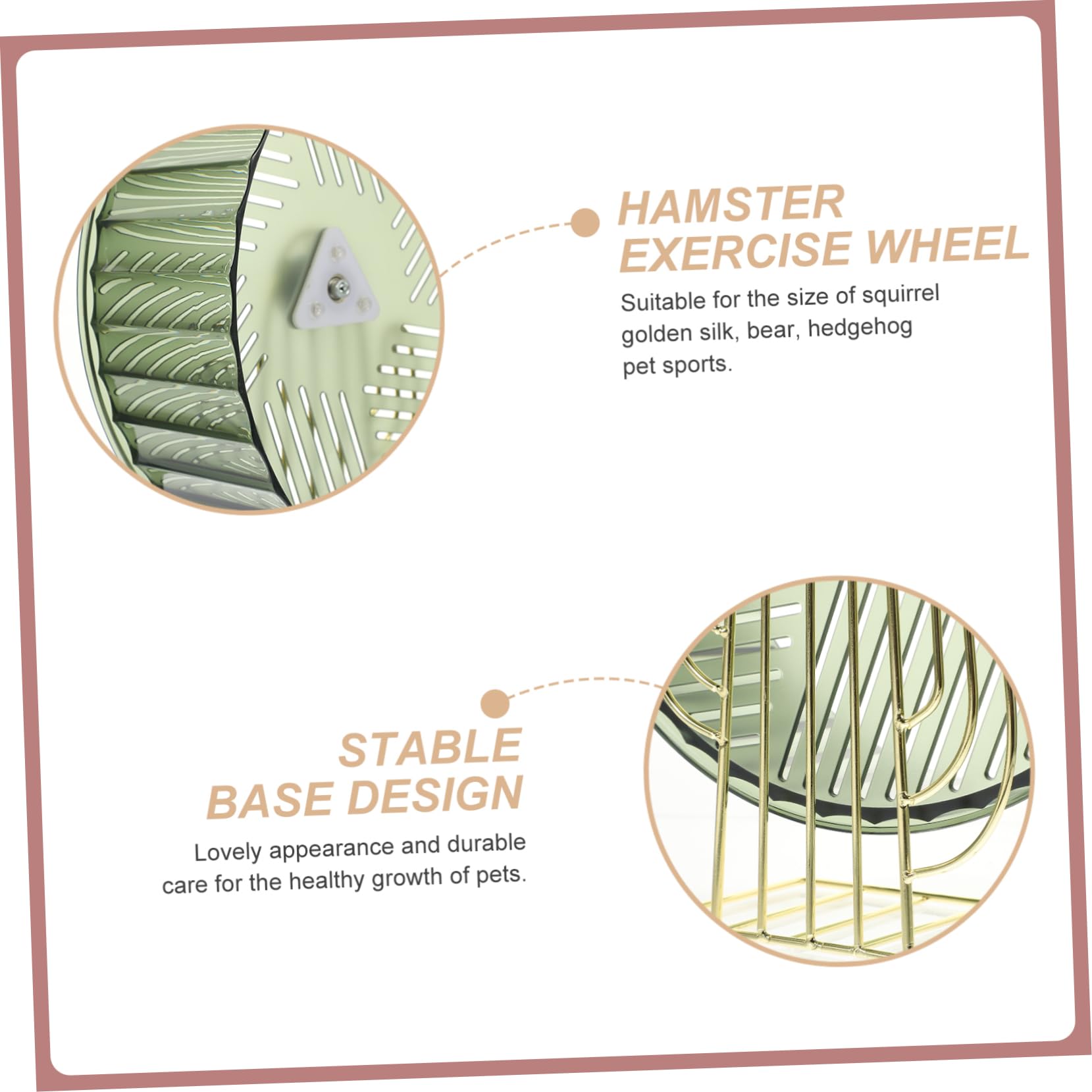 ibasenice Roue Silencieuse pour Hamster en Plastique et Alliage Base Stable, Accessoire pour Cage et Sport des Petits Animaux