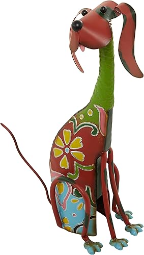 Miniatura 7 de Deco 79 Escultura decorativa de metal para jardín para interiores y exteriores, estatua de jardín con patrón floral, escultura al aire libre, 6 x 12