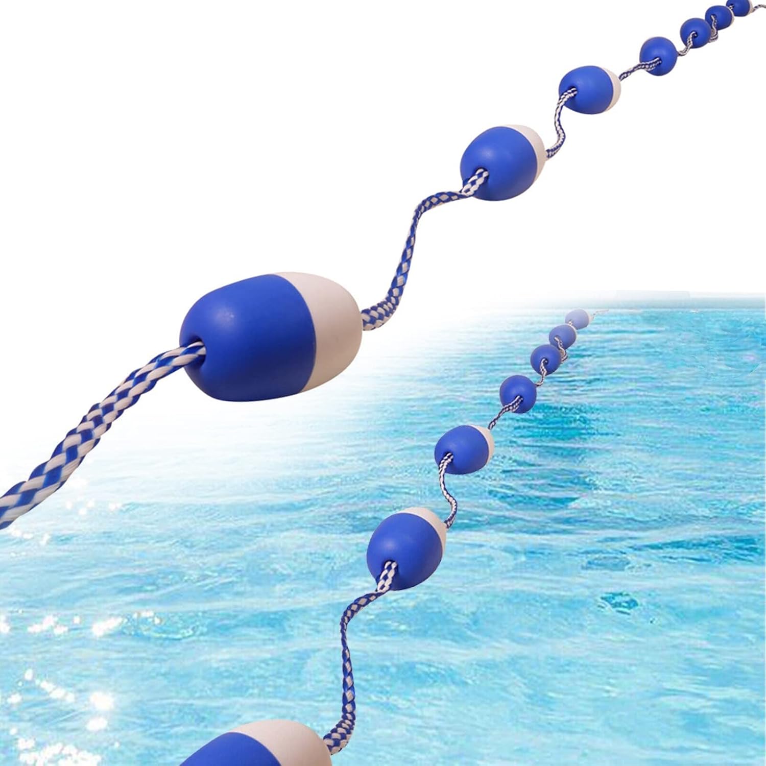 Generic Pool Divider Rope Floating Ball, Safety Swim Lane Line with Hooks, Anti-UV Marker Lines Pool Equipment, Indoors Outdoor Use, Easy Install, 6m/19.6ft