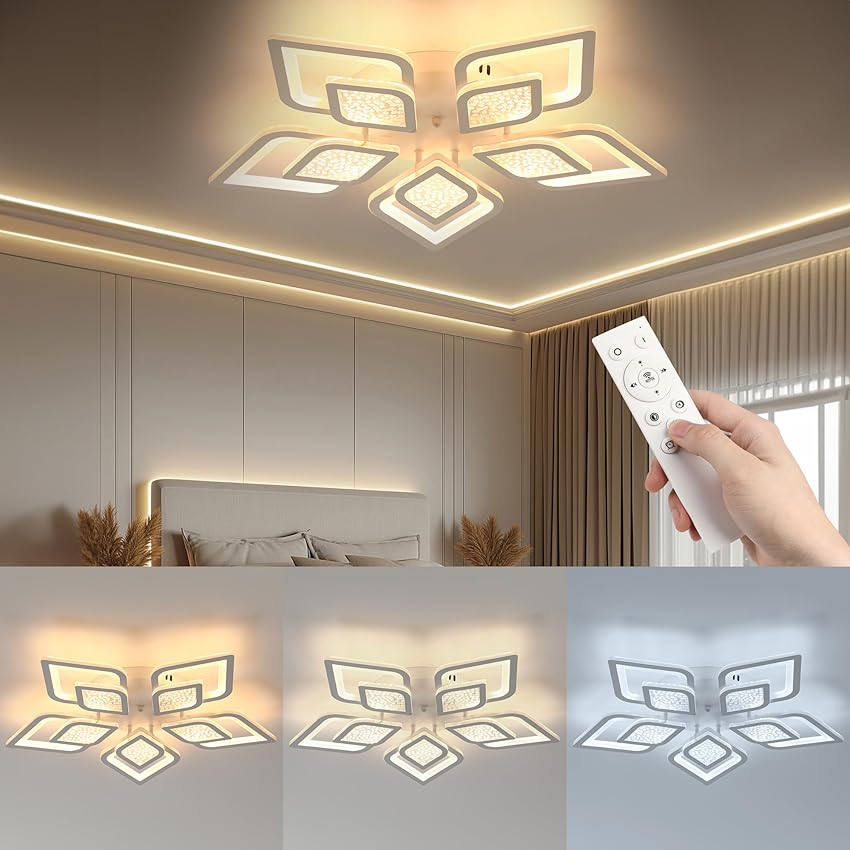 Immagine del prodotto EASY EAGLE Plafoniera LED Soffitto Moderno Dimmerabile, 3000K-6500K Lampada da Soffitto con Telecomando, Lampadario per Soggiorno Camera da Letto 48W 4800LM