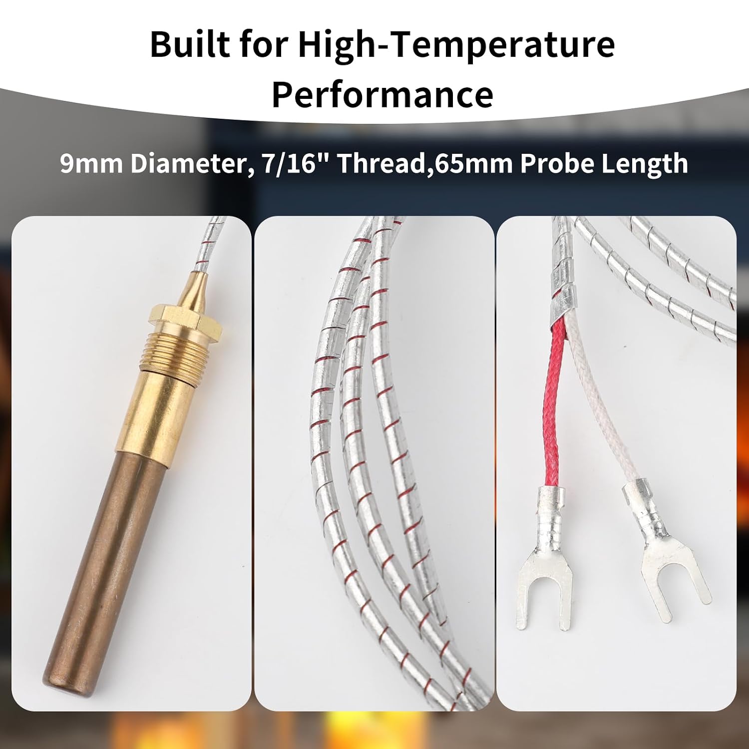 36 Inch 750mV Thermopile Generator for Gas Fryer, Gas Fireplace, Water Heater & Oven, High Temperature Resistant Thermopile Generator Replacement, Up to 750°C, Replaces 60125501, 1950-001, R1054