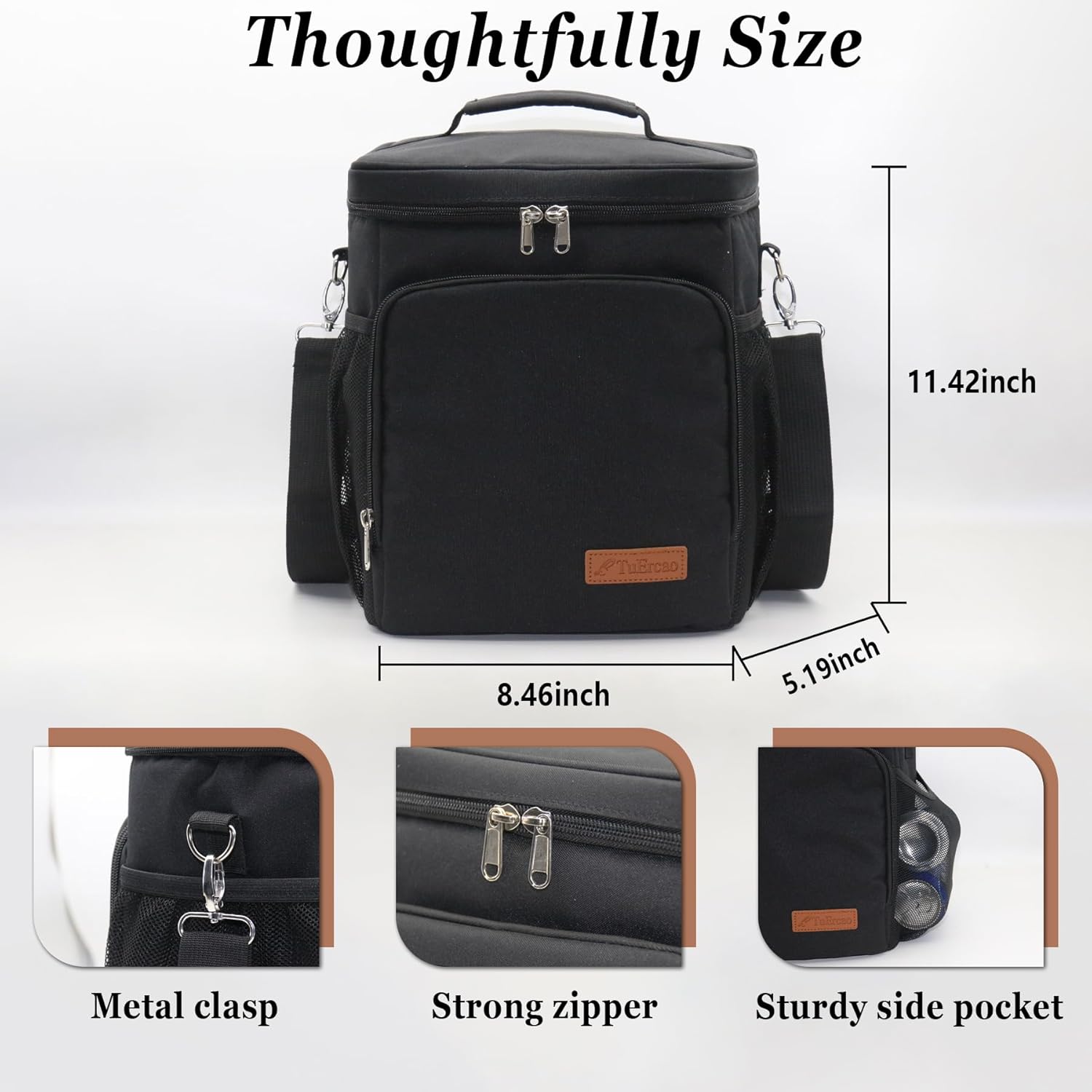 TuErcao Insulated Cooler Bag 6/24 Can Collapsible Leakproof Soft Sided Cooler for Car, Portable Foldable Small Ice Chest for Beach Camping Picnic Travel, 5/15qt Lunch Box for Men Work