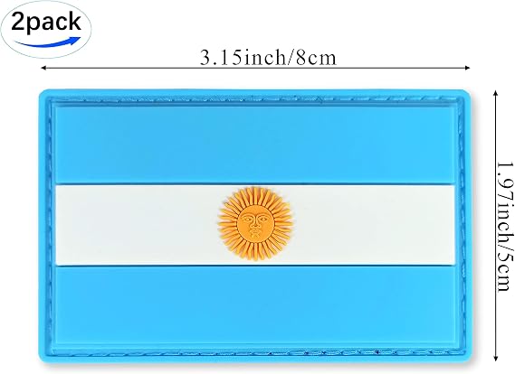 QQSD Argentina Flag Patch Argentine Tactical Patch - PVC Hook and Loop Fastener Patch, 2 Pack