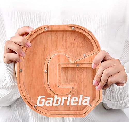 Miniatura 7 de ALBK - Alcancía personalizada para niños, alcancía con letras del alfabeto personalizadas, letras de madera de la A a la Z, juguetes de aprendizaje