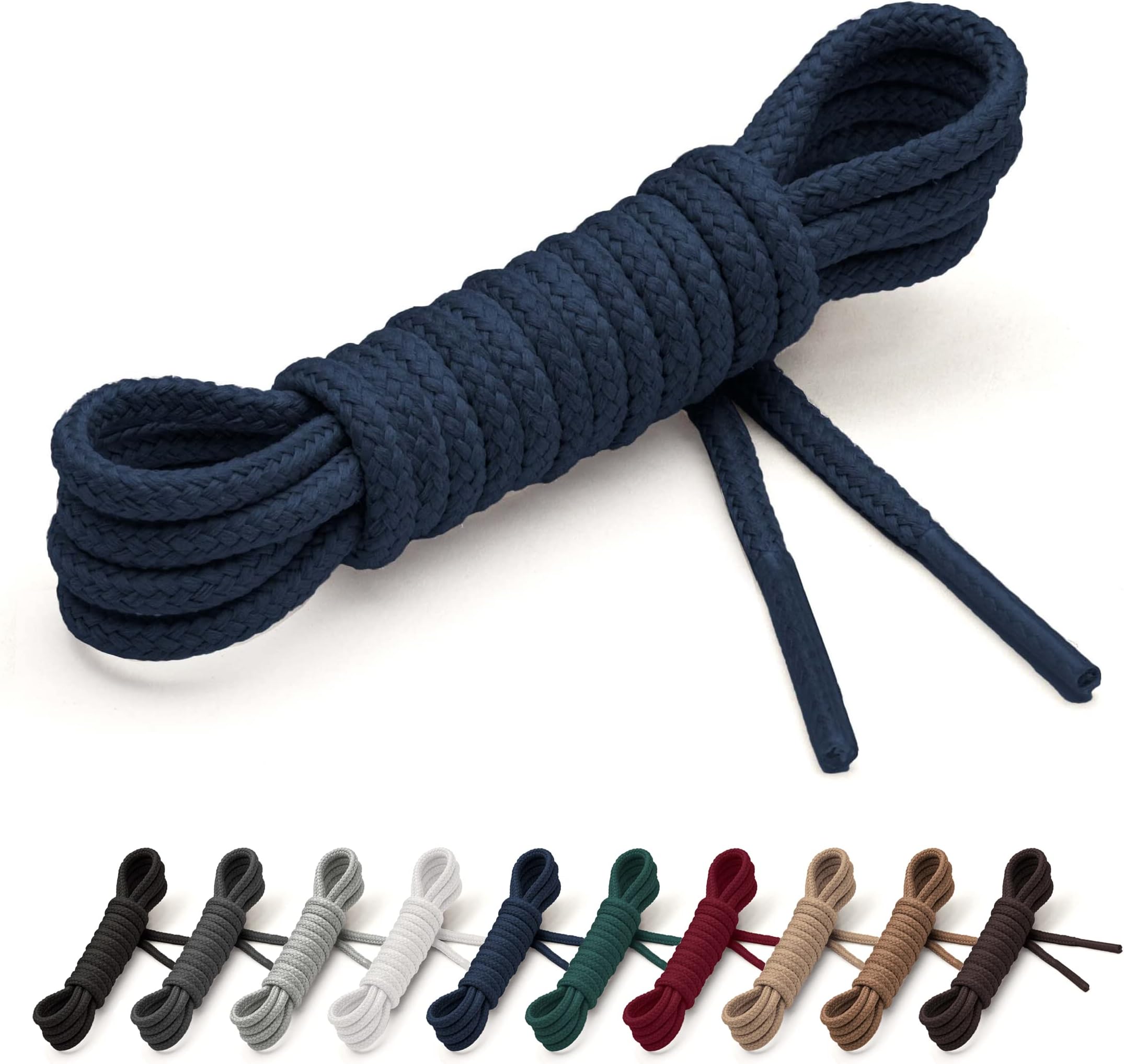 Benchmark Dress Shoe Laces - Made in USA - 1/10" (2.5mm) Round Waxed Shoelaces - Choice of Color - 27”, 30", 33" or 36"