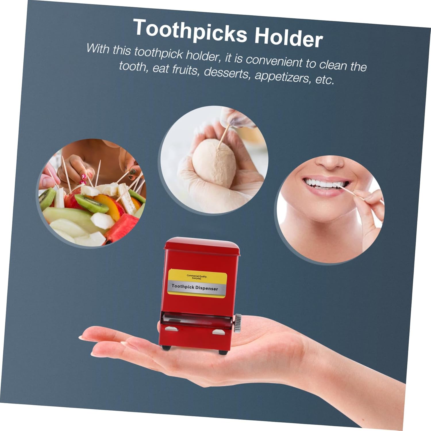 VILLCASE Stainless Steel Toothpick Dispenser Compact Retro Style Automatic Mechanical Toothpick Holder for Home Kitchen Restaurant Office Use Red