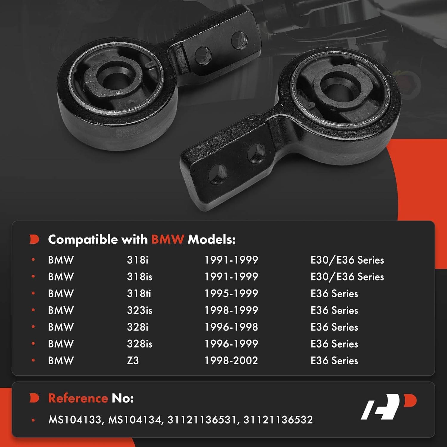 A-Premium 2 x Front Lower Control Arm Bushing Kit, Compatible with BMW 328i 1996-1998, 318ti 1995-1999, 323is 1998-1999, 328is 1996-1999, Z3 1998-2002, 318i 1991-1999, 318is 1991-1999