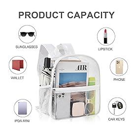 Oraben Clear Backpack for Stadium Events Stadium Backpack Waterproof 12x6x12 Clear Bag for Adult Concert Sport Work