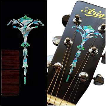 Inlay Sticker for Guitar Headstock - Old Torch - Abalone Mix