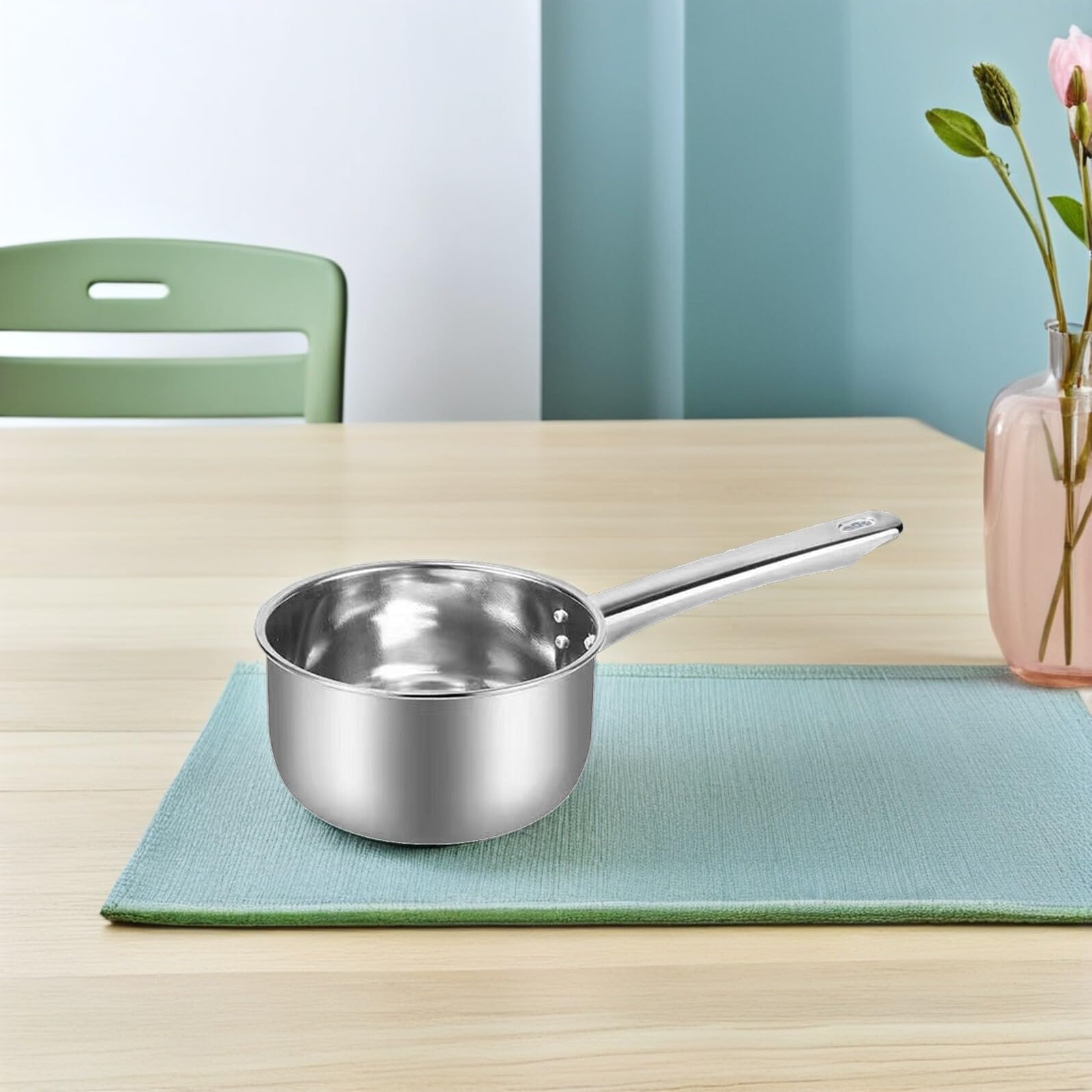 Yardwe Louche à eau en acier inoxydable à long manche pour la cuisine et la salle de bain (18 cm)