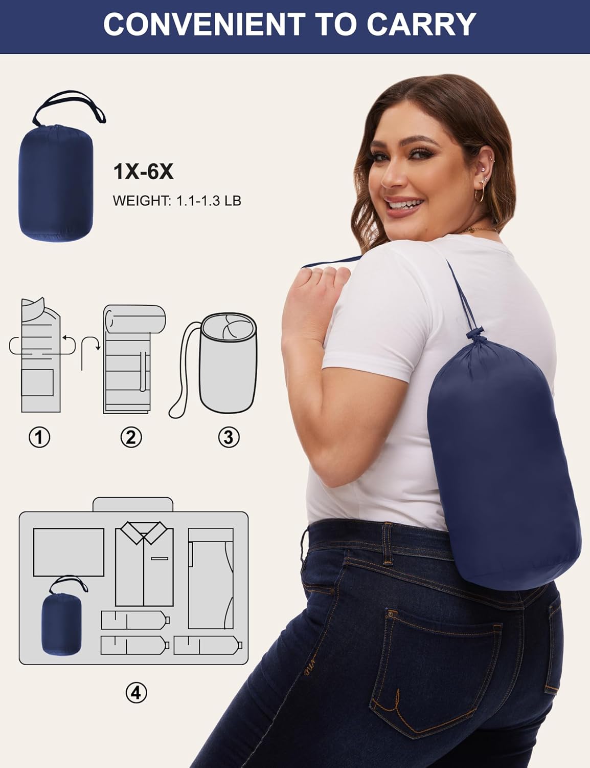 ANOTHER CHOICE Plus Size Packable Puffer Coat for Women, Light Weight Winter Jacket with Hood - Image 6