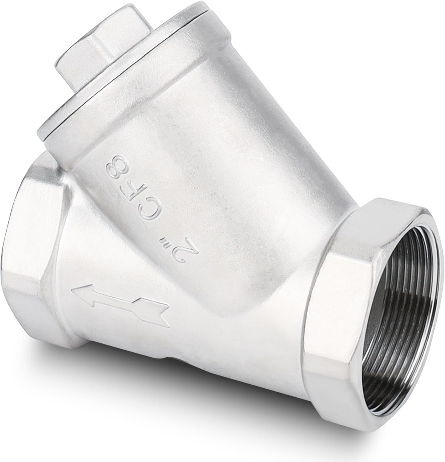 Industrial Plumbing Y Strainers NPT Female 2", Heavy Duty 304 Stainless Steel Y-Strainer, Y-Shaped Filter Valve Connector with 80 Mesh Screen to Remove Excess Impurities for Water Oil Gas DN50