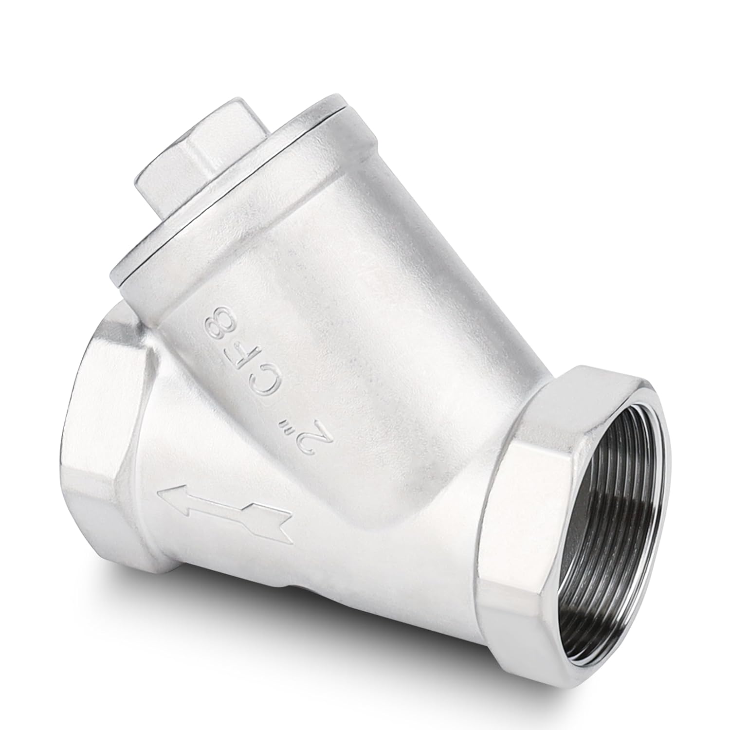 Industrial Plumbing Y Strainers NPT Female 2", Heavy Duty 304 Stainless Steel Y-Strainer, Y-Shaped Filter Valve Connector with 80 Mesh Screen to Remove Excess Impurities for Water Oil Gas DN50