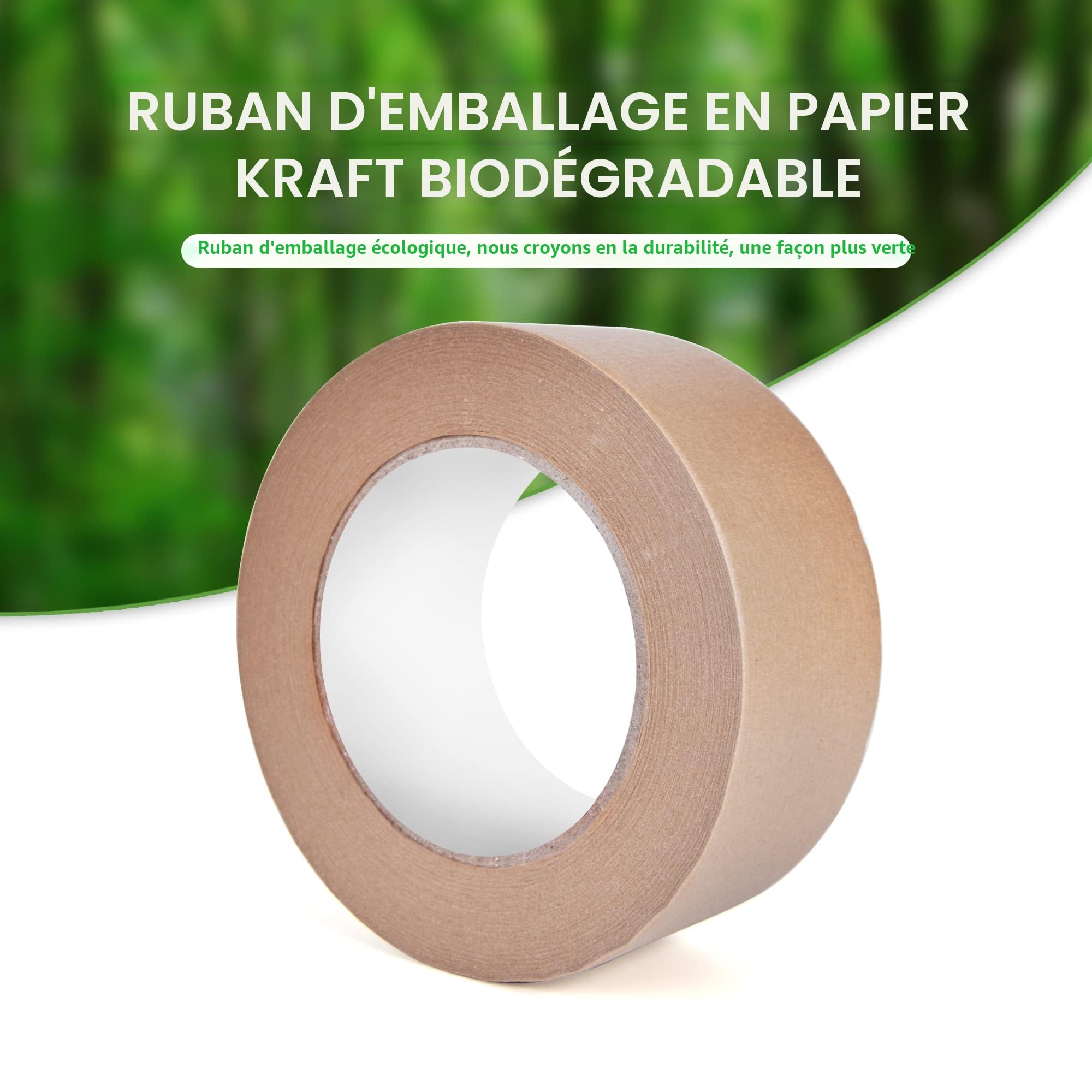 TAPEBEAR Ecologique Ruban Adhésif En Papier Kraft, Marron Ruban Adhésif D'emballage, Biodégradable Ruban Papier D'emballage, Sans Plastique, Totalement Recyclable, Lot de 6, 2inch x 60yard