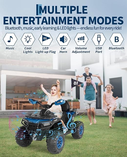 Foto 5 de 8 de Quad Eléctrico Niño 12V, Coche Eléctrico para Niños, Doble Motor, Control Remoto Parental, Batería Recargable
