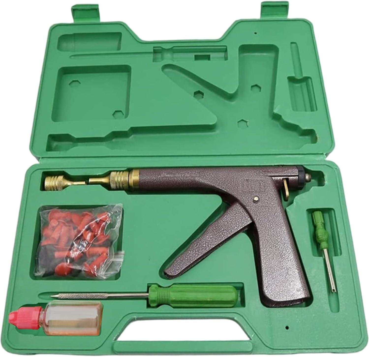 Tire Repair Kit Heavy Duty Professional Sturdy Metal Tire Plug Gun with Accessories Practical for the Tyre Punctures and Flats on Cars Motorcycles Trucks