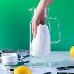 1.8-Liter Glass Water Bottle with Lid, 60 Ounce Heat-Resistant Glass Water Bottle for Refrigerator, with Handle, Suitable for Parties and Families. Used for Tea, Coffee, Lemonade, Juice, Etc