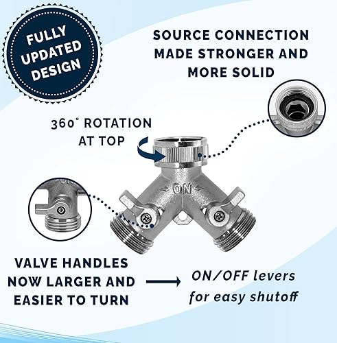 Miniatura 3 de Morvat Juego de manguera de jardín de acero inoxidable de 150 pies de alta resistencia más divisor en Y de latón niquelado de 2 vías