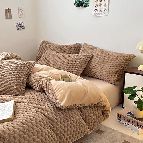 Miniatura 3 de ZIQINPSQ Juego de funda de edredón de plumón de fibra texturizada, juego de funda de edredón de 3 piezas, juego de funda de edredón largo de plumón,