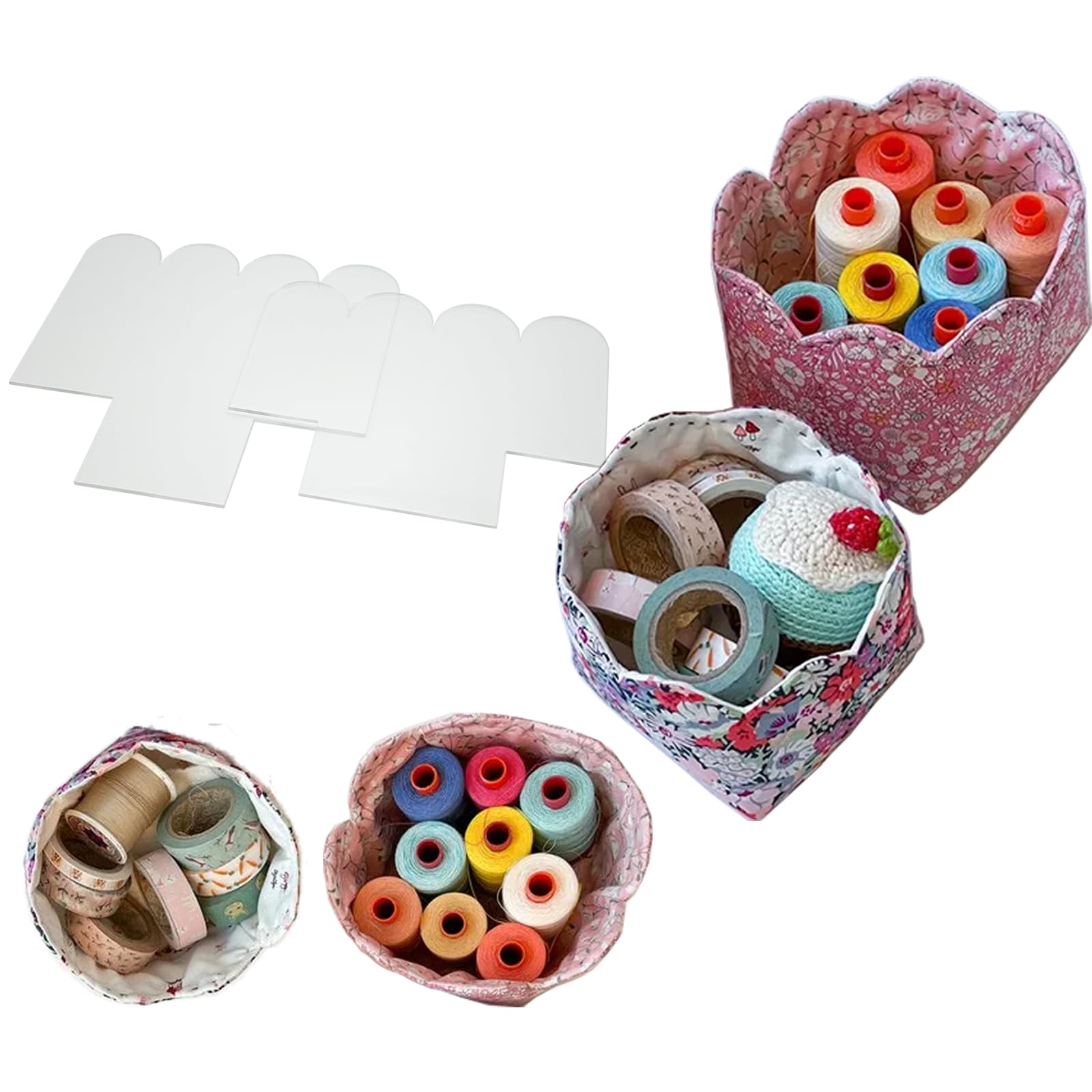 Henmany DIY Basket Template Set for Quilting: 2 Sizes (7.5 '' 5.63 '') Acrylic Quilting Stencils for Basket Shape Designs (2pcs)