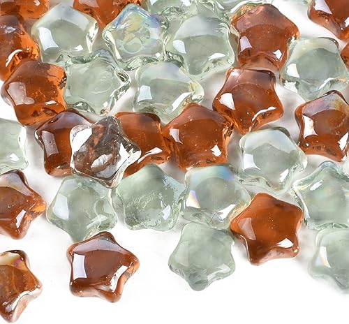 LUEYAO Relleno de jarrón de vidrio con forma de estrella, cuentas de vidrio de primera calidad para jarrones, gemas, acuario, guijarros, decoración