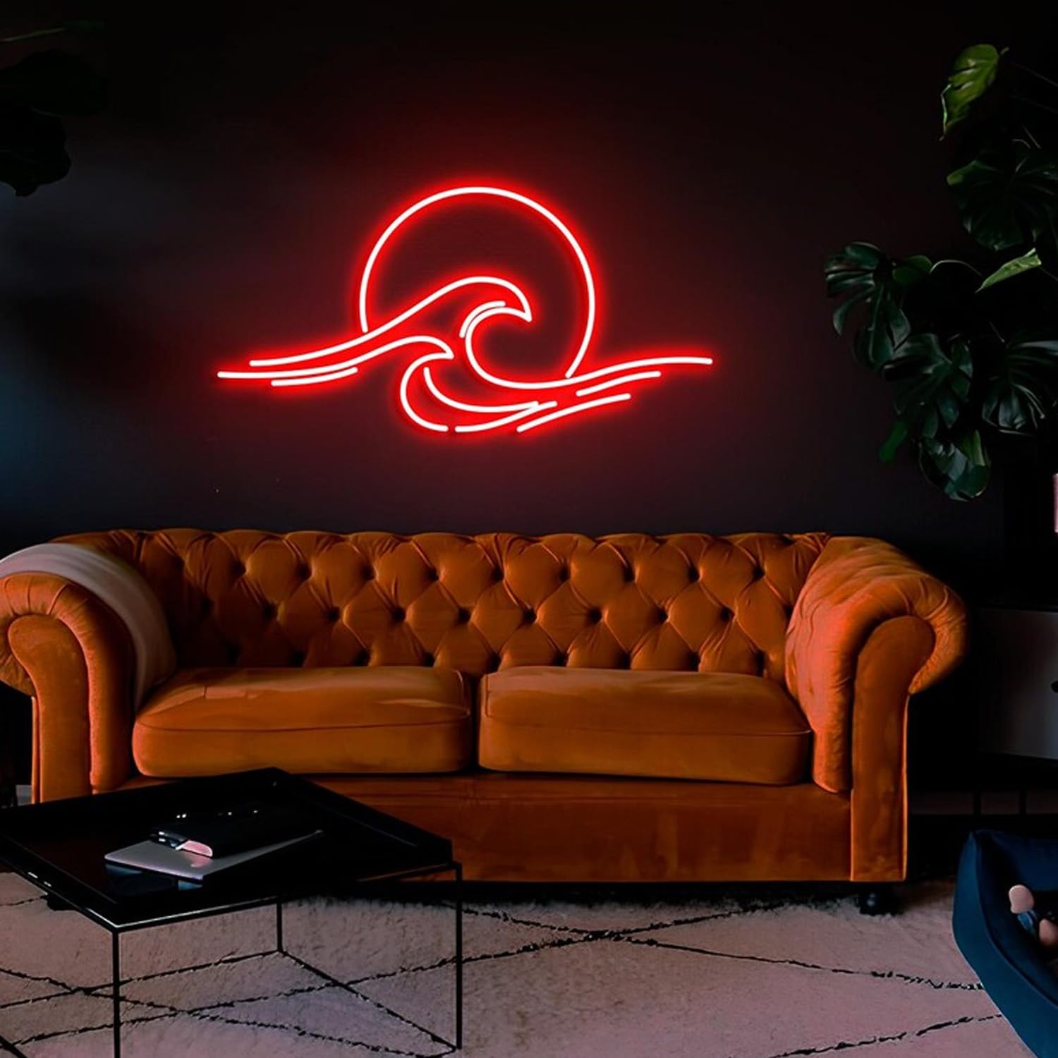 Xusdamyj Sunset Over The Waves Neon Sign, Dimmable Wave Neon Sign, USB Powered, 40x20x1 cm / 15.7x7.87x0.39in — image 1