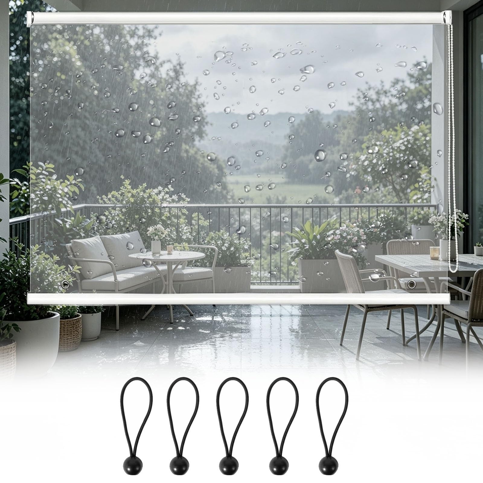 Generico Tenda Avvolgibile PVC Trasparente Esterno, Tenda Patio 220cm | Tenda a Rullo in Vinile Impermeabile per Balcone e Gazebo, Isolante(B150xH220cm)