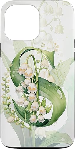Vista 64 de Funda para iPhone 12/12 Pro Lovely Lily of The Valley Letra S May Birthday Case