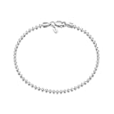 Amberta 925 Sterling Silver 2 mm Ball Chain Bracelet Size 7