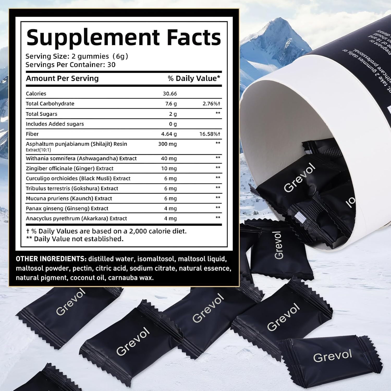 Himalayan Shilajit Gummies: Gold Grade Shilajit Riched with Ashwagandha Fulvic Acid & 85+ Trace Minerals - No Added Sugar - Individually Wrapped - for Men & Women - 60 Gummy - Image 7