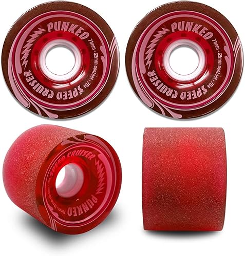 Miniatura 4 de Yocaher Longboard - Juego de ruedas para monopatín de 2.795 in + camiones negros de aluminio resistente de 7 pulgadas/7.087 in, rodamiento, Rojo