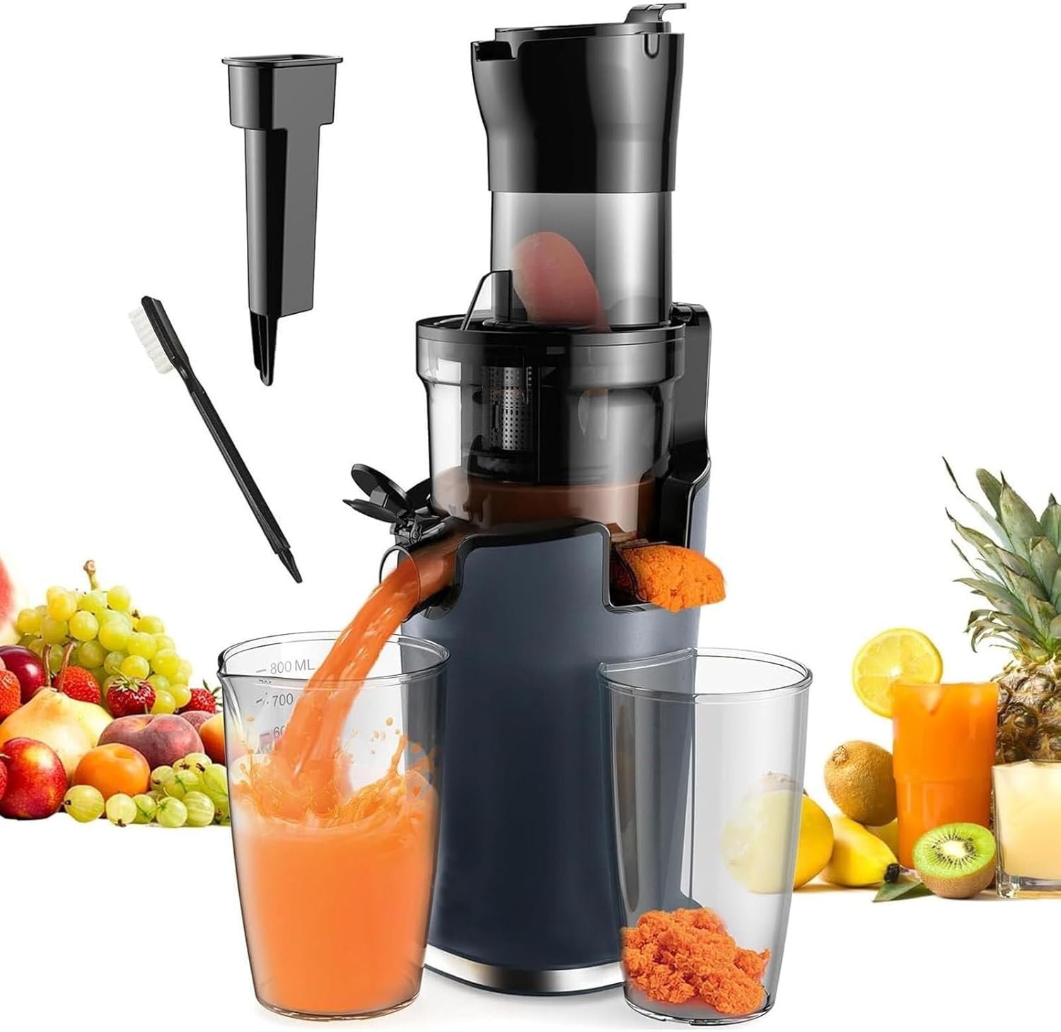 Slow Masticating Juicer, Self Feeding High Yield Juicer, 40-65 RPM Single Auger, Combined Installation, For Snack Bars, Shopping Malls, Beverage Stores