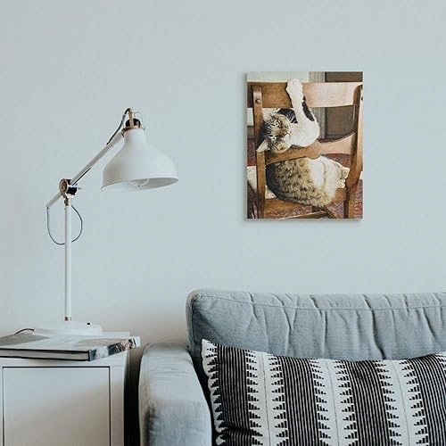 Miniatura 2 de Stupell Industries Lienzo de madera con diseño de gato de campo Sueellen Ross, arte de pared, 16 x 20 pulgadas