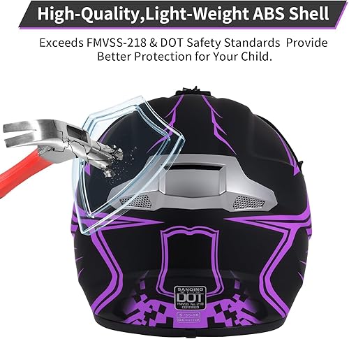 Miniatura 8 de Casco de motocross para niños y jóvenes aprobado por DOT, Casco de cara completa para ATV, moto de todoterreno y bicicleta de tierra para adultos,