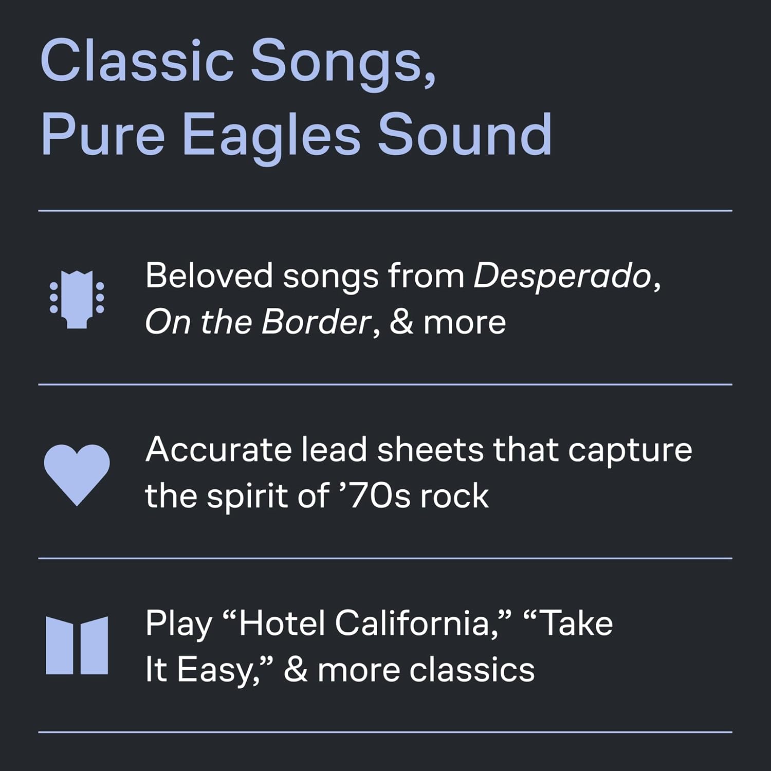 Eagles Guitar Chord Songbook – 40 Classic Songs with Lyrics and Chords | Play Hit Songs Like Hotel California, Desperado, and Take It Easy | Hal Leonard Music Book for Acoustic and Electric Guitar - Image 4