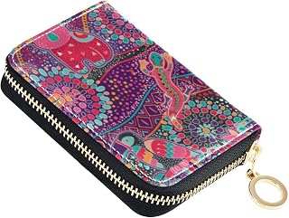 OTVEE Colorful Australian Animals Koala Credit Card Wallet, Microfiber Leather Zipper RFID Card Case Holder for Women