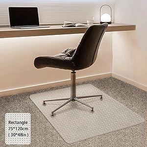 Office-Chair-Mat, FRUITEAM Chair Mat for Carpet, BPA and Phthalate Free, Rectangular Transparent Carpet Floor Mat 75 x 120 cm/30 x 48 inch