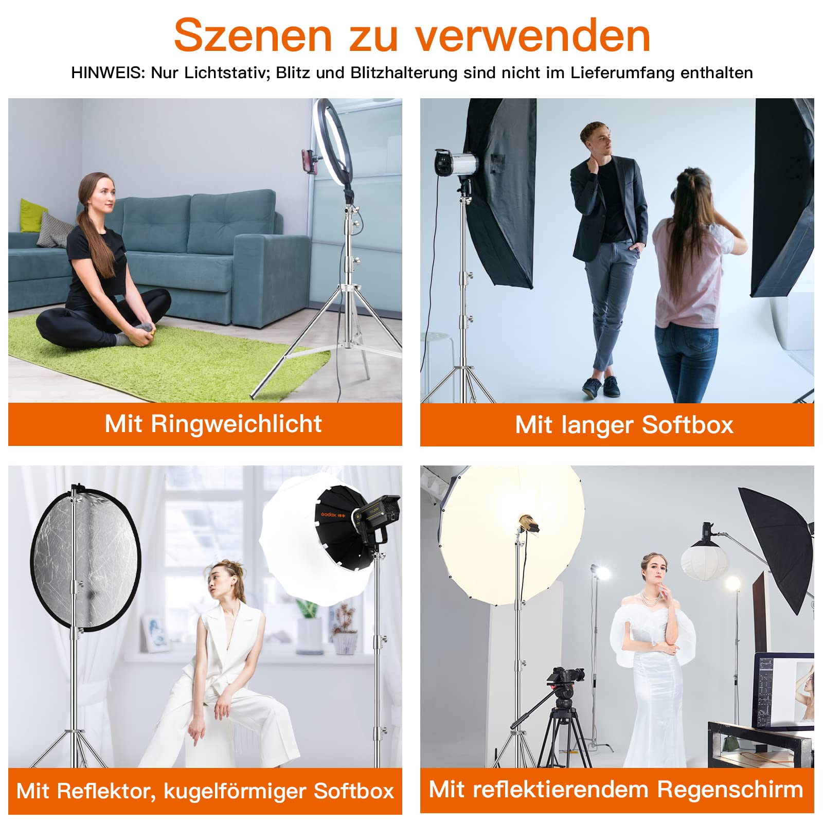 Soonpho 3m Spring Buffer Light Stand,Trépied Flash en Acier Inoxydable avec Sac de Rangement et Adaptateur 1/4.3/8 Pouces pour Enregistrement Vidéo Studio, Réflecteur, Lumière, Softbox, Parapluie