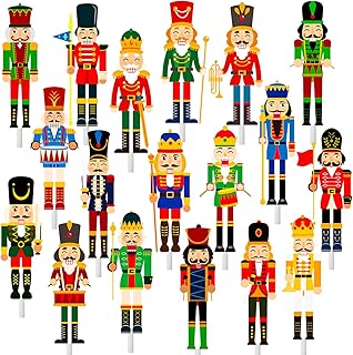 Christmas Nutcracker Cupcake Toppers Nutcrackers Party Ornaments Christmas Holiday Party Decoration 36Pcs King and Soldier Cupcake Picks Christmas for Xmas Nutcrackers Holiday Party Supplies