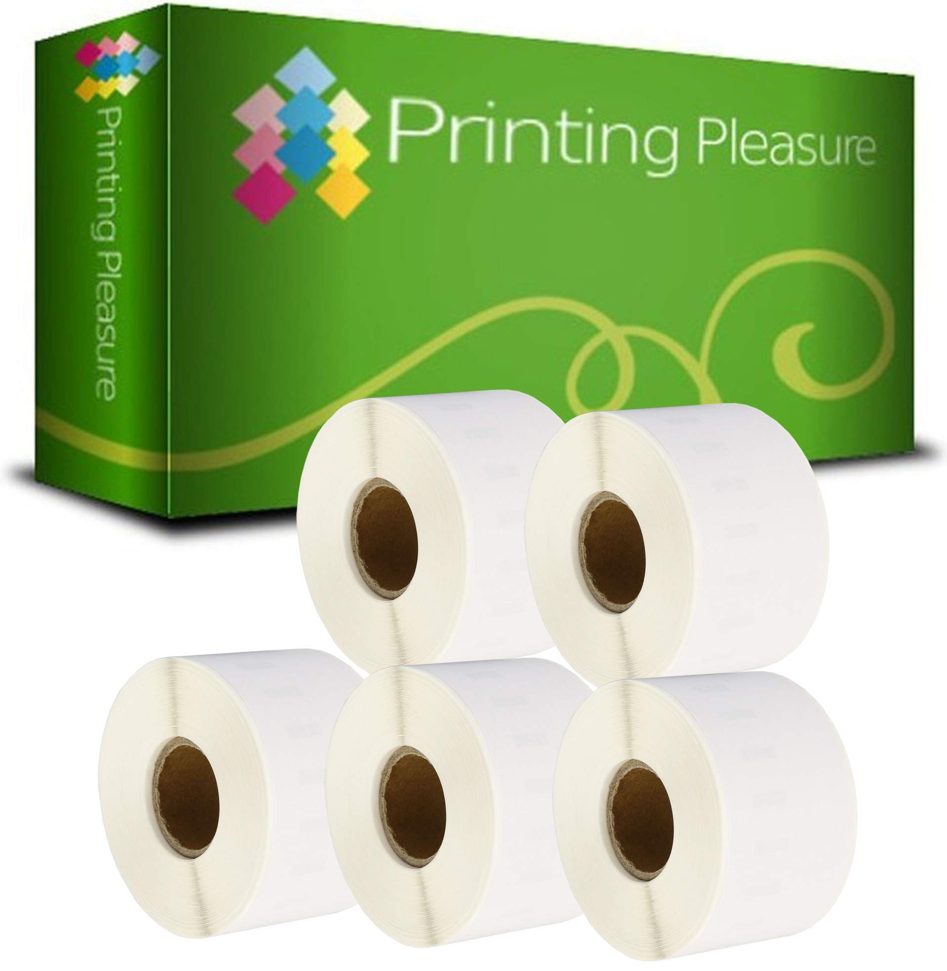 Printing Pleasure 5 x 99018 Compatible Address Labels Rolls for LabelWriter & Seiko Label Printers | 38mm x 190mm | 110 Labels per Roll | Common Use: Lever Arch Labels