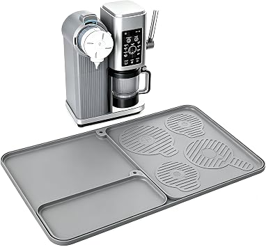 Compatible with Ninja Swril Creami Series 300/500/700 models - 25 x 15 countertop mat, silicone coffee mat with drainage groove, thickened design to reduce vibration noise and wear gray, large