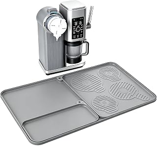 Compatible with Ninja Swril Creami Series 300/500/700 models - 25“ x 15” countertop mat, silicone coffee mat with drainage groove, thickened design to reduce vibration noise and wear (gray, large)