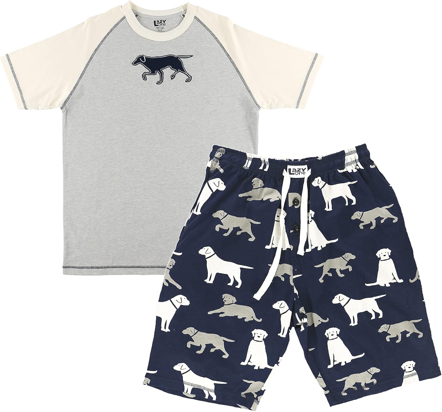 Lazy One Men's Sleep Shorts Set, Matching Sleepwear Shirt and Short Set for Men, Cotton Pajama Shorts and T-Shirt - Image 4