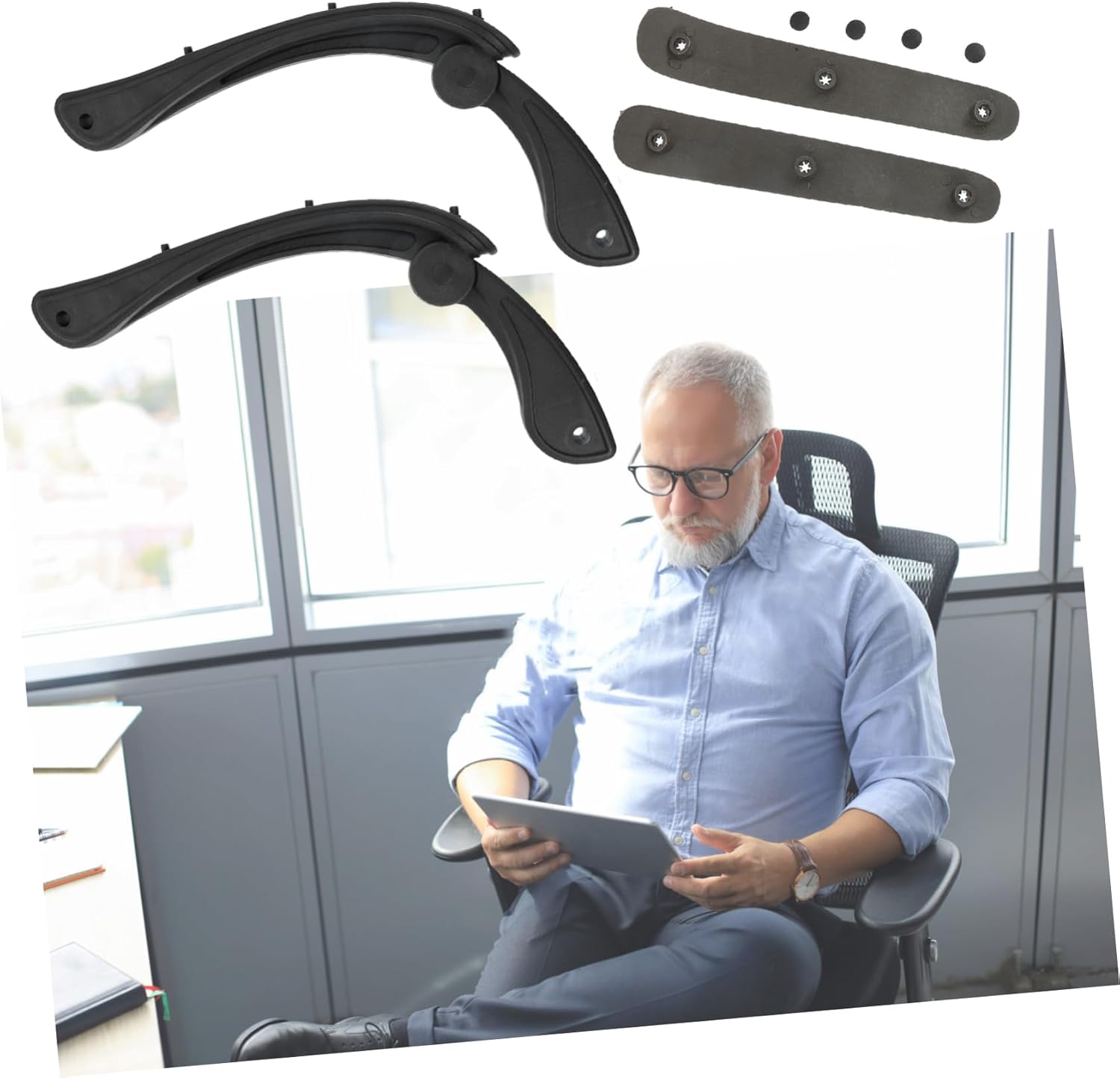 Sturdy Office Chair Movable Armrests for Easy Relaxation Swivel Armrest Handles for Desk Chair Gripper 1 Pair