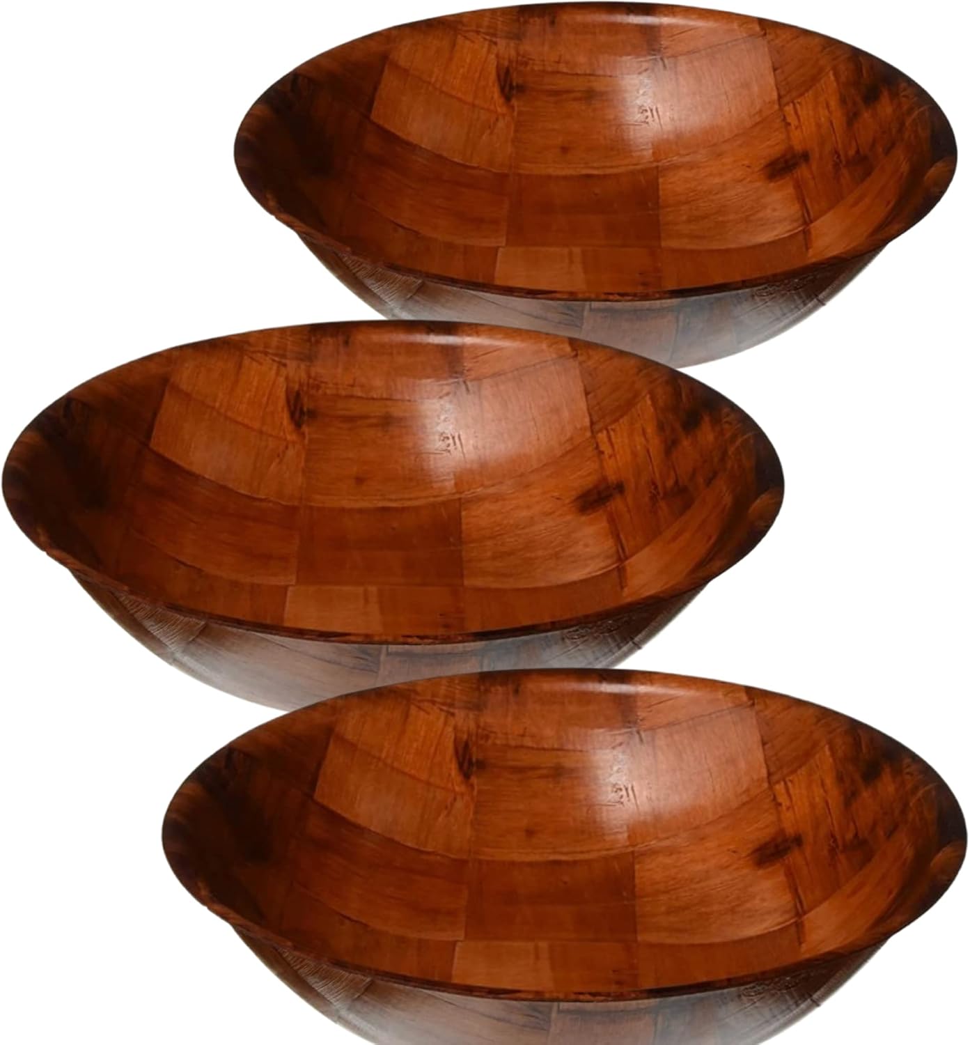 The First Ingredient 3 Pack Wooden Woven Salad Bowl, 12