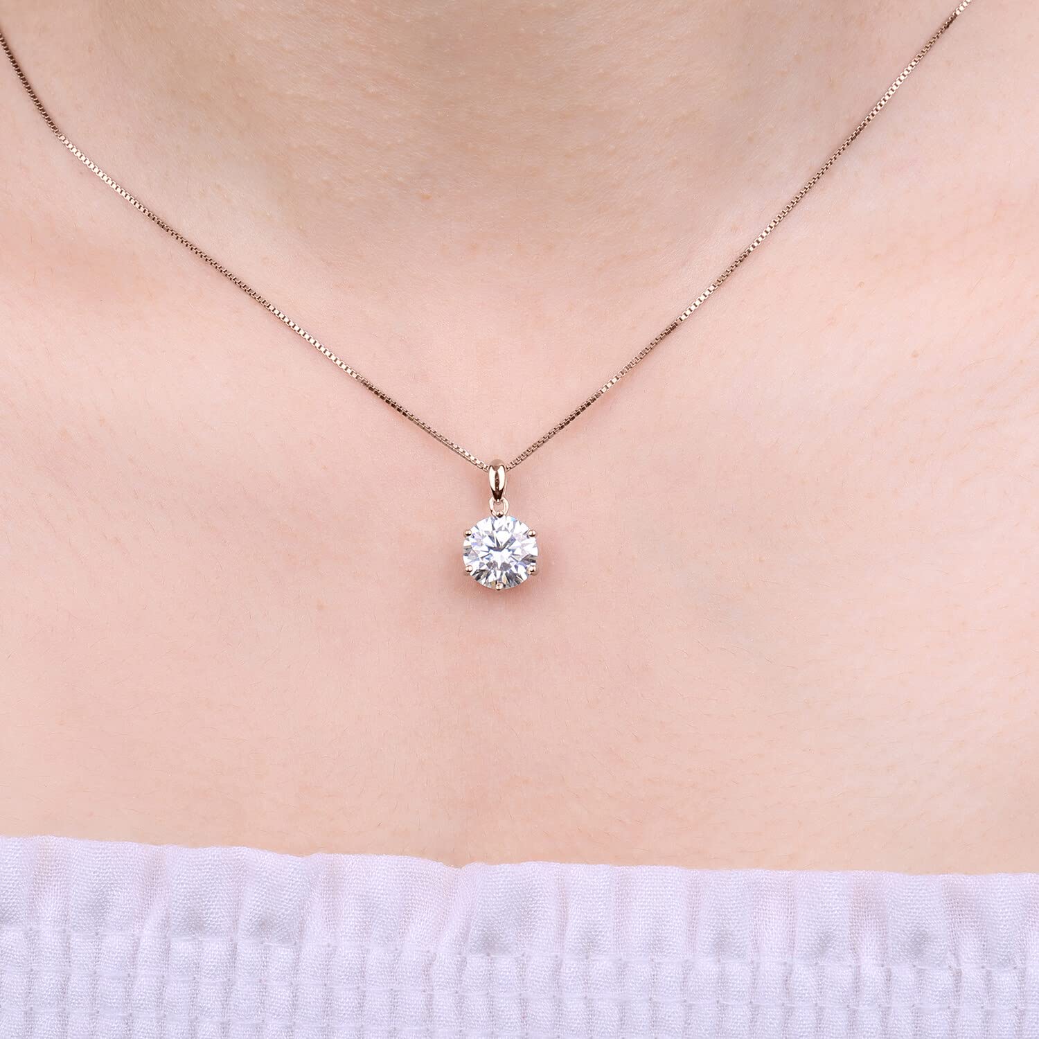 JewelryPalace 0.5-3ct Collana Solitario Donna Argento 925 con Creato Moissanite, Collana Ciondolo Pietra a Taglio Rotondo con Catena Veneziana Maglia 45cm, Collane Pendenti Tre Ori Set Gioielli Donna