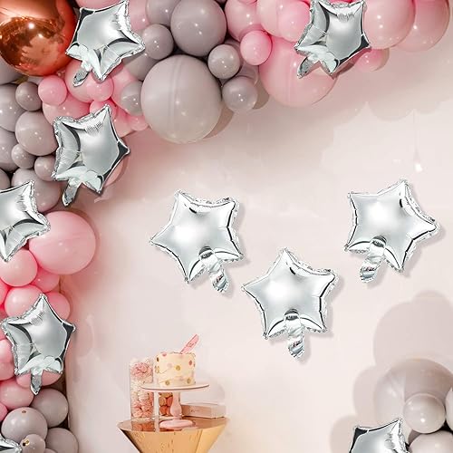 Miniatura 6 de 64 globos de foir en forma de estrella de 10 pulgadas, globos de estrella de papel de aluminio para baby shower, revelación de género, boda, baile