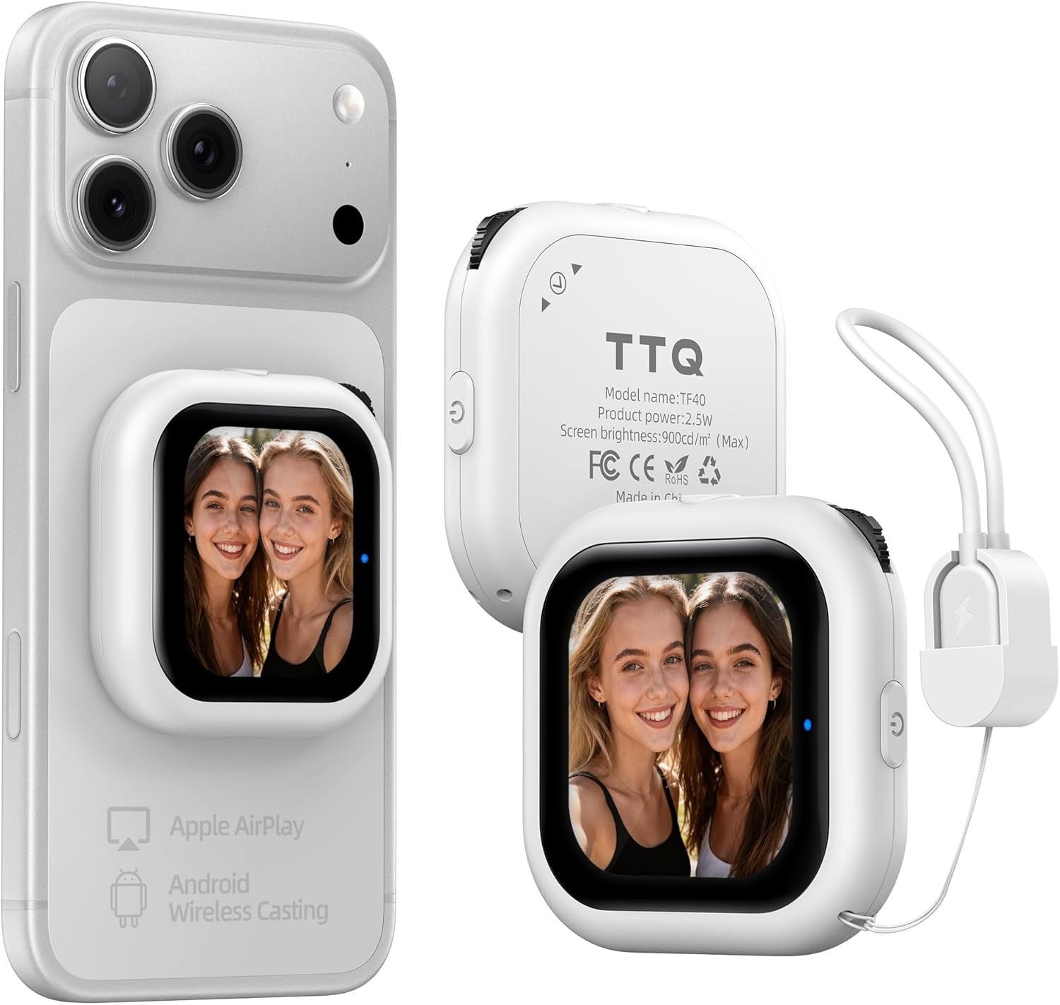 Wireless Vlog Selfie Monitor Screen with AMOLED Display, 4K Phone Vlog Selfie Monitor Screen Bluetooth Remote, Magnetic Back Camera Monitor for Vlog Live Stream TikTok, Compatible with iPhone/Android