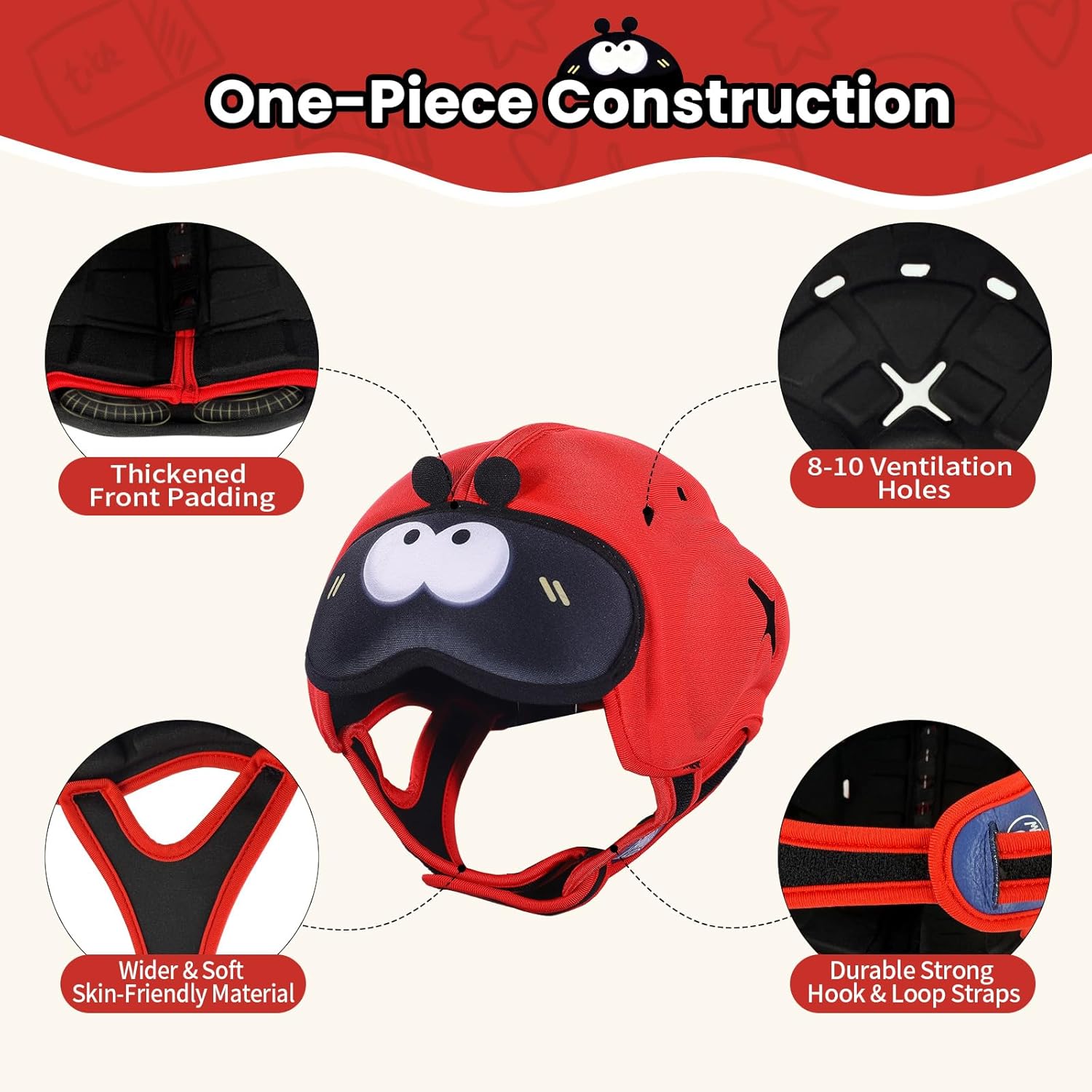 Mambobaby Baby Head Protector Baby Helmet for Crawling Walking- Extra-Thick Deep Forehead Padding, Toddler Helmet 6-24 Months, Infant Safety, Ultra-Light Soft Design-Beetle